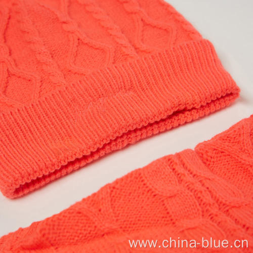 Girl's knitted winter hat and turtle neck sets